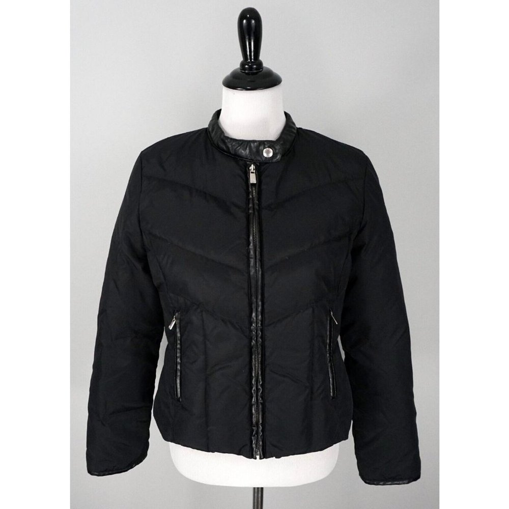 MICHAEL KORS Womens Black Puffer Zip Up Down Coat Jacket Size PM Petite